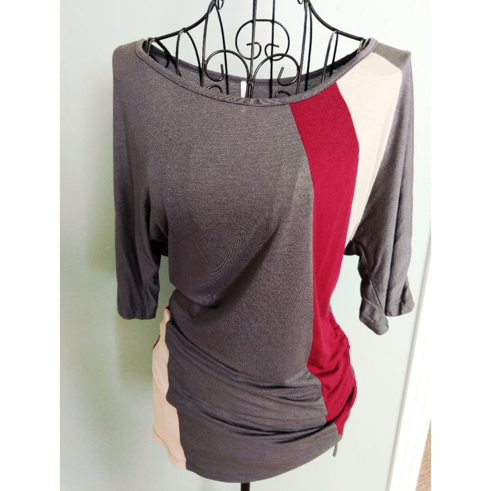 Half sleeve tie waist dolman shirt